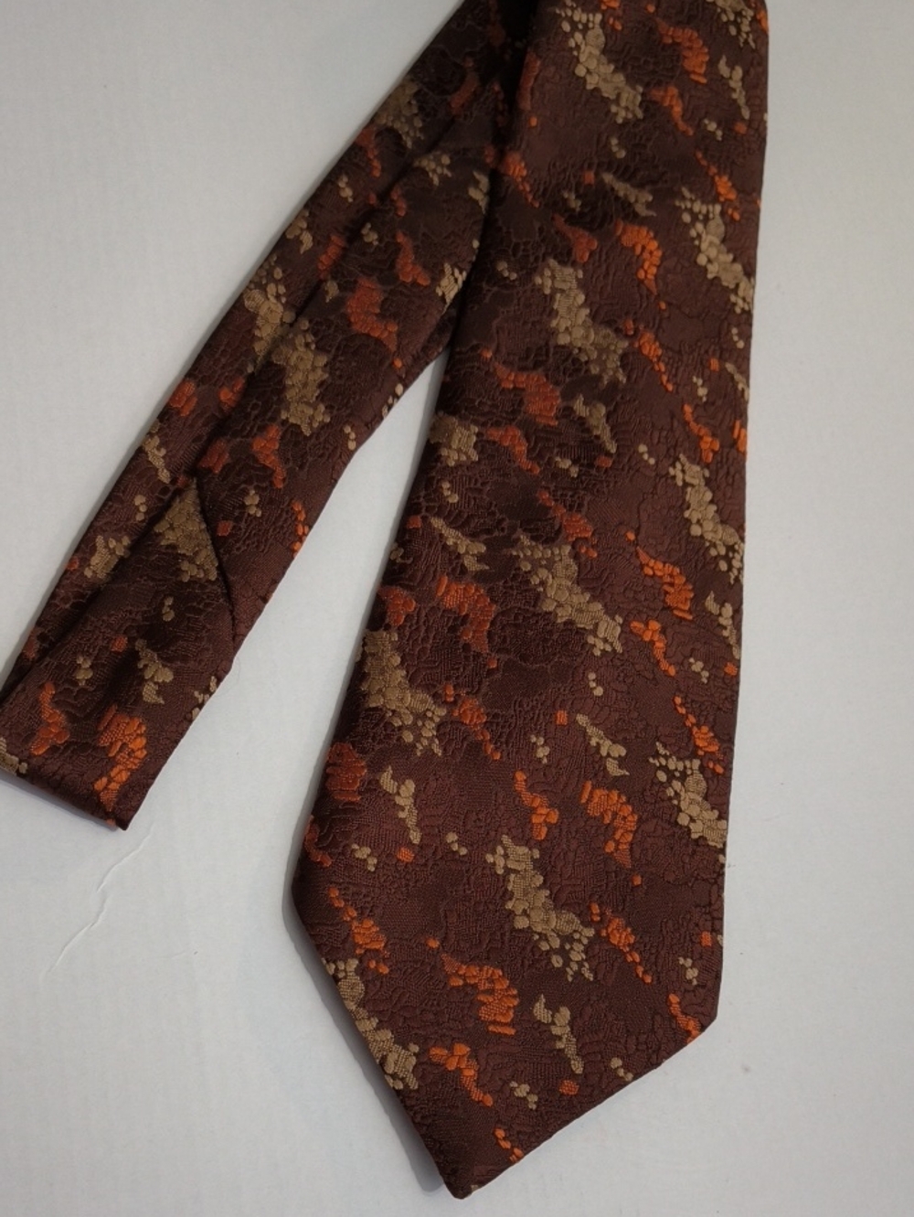 M Gian Mario Vintage Handmade In Italy Men's Brown Patterned Tie